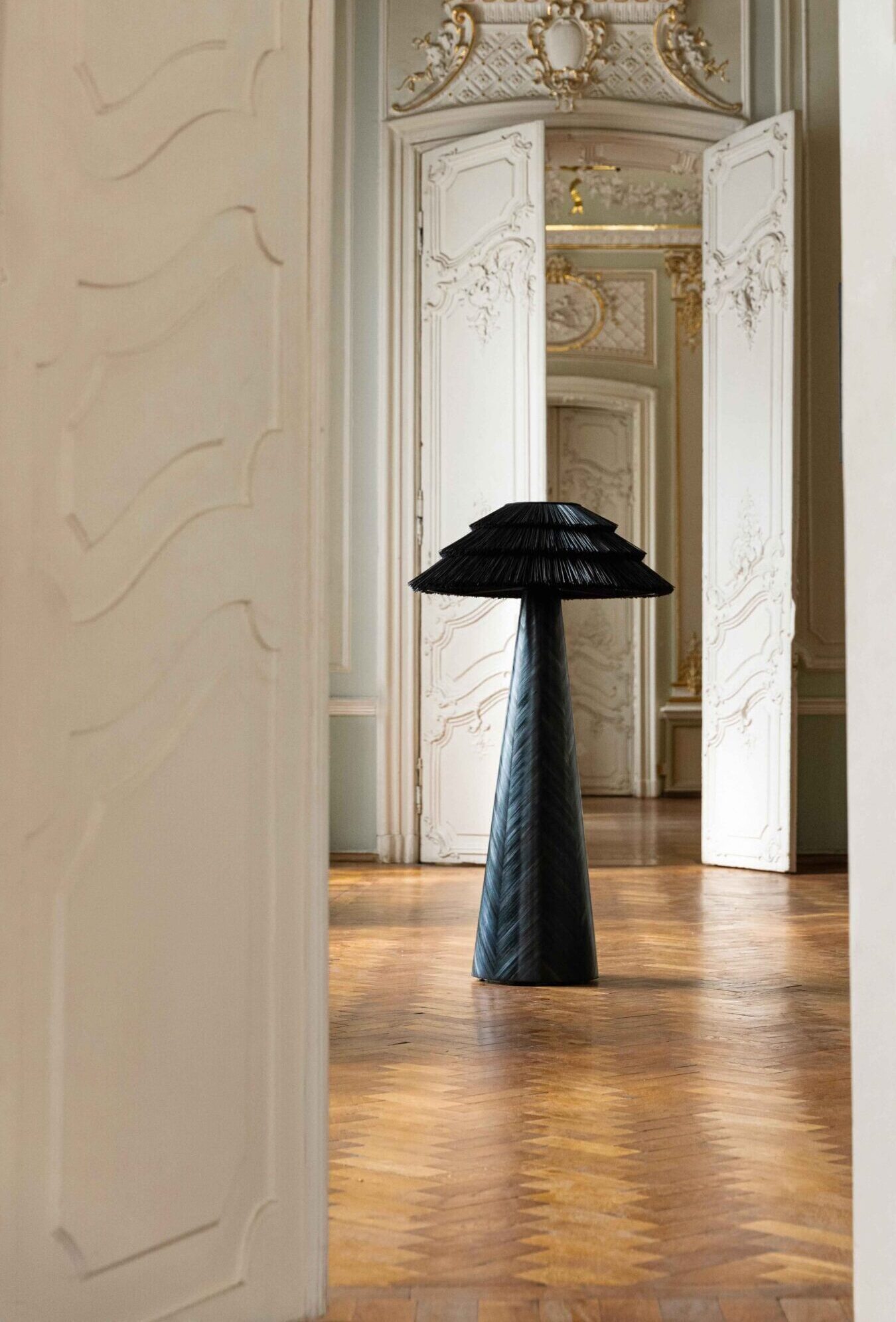 Roots of Home Black floor lamp by RUDA Studio presented during Craft Days 2026 in Warsaw