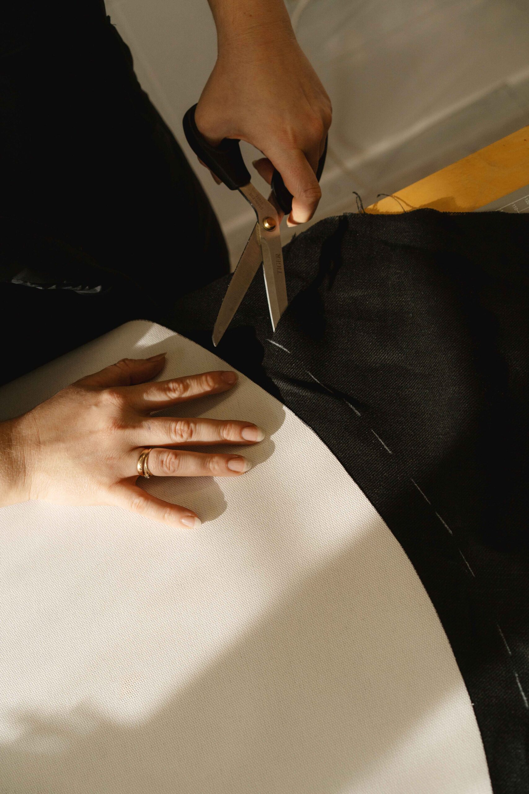 Textile preparation for the Roots of Home Black floor lamp by RUDA Studio
