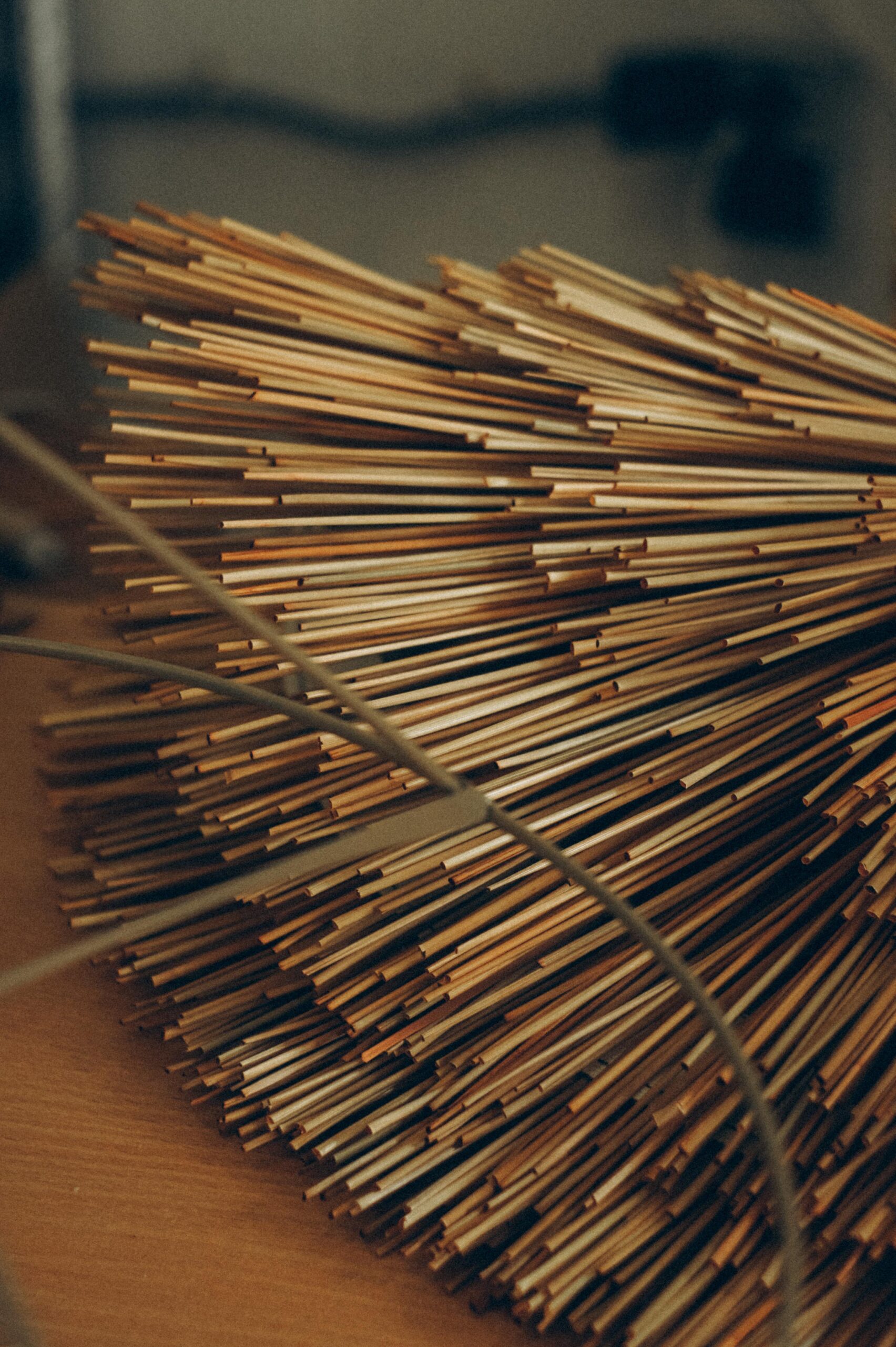 Dyed rye straw prepared for straw marquetry by RUDA Studio