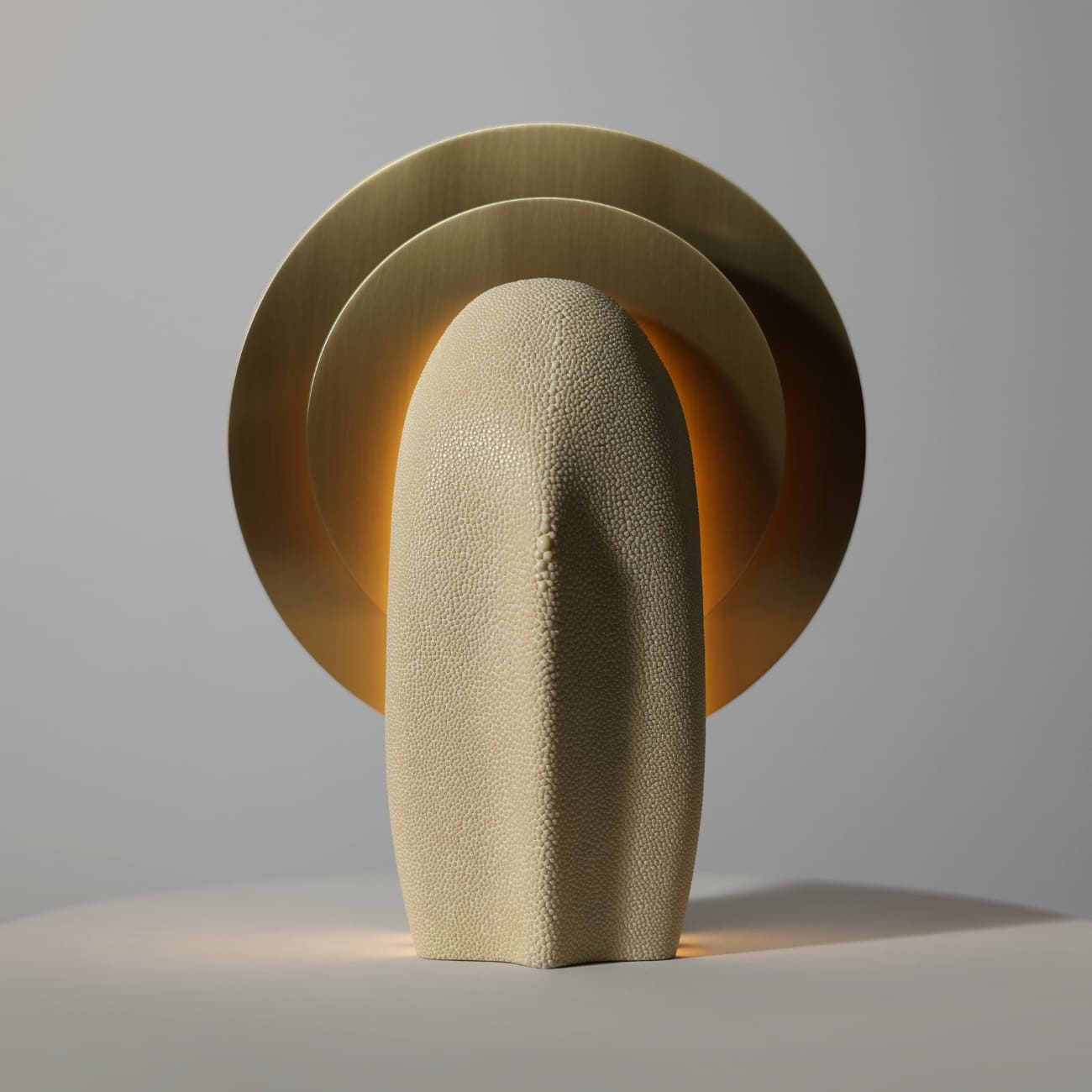 Mother of the Light sculptural lamp by Mateusz Pałucki, handcrafted in shagreen and brass