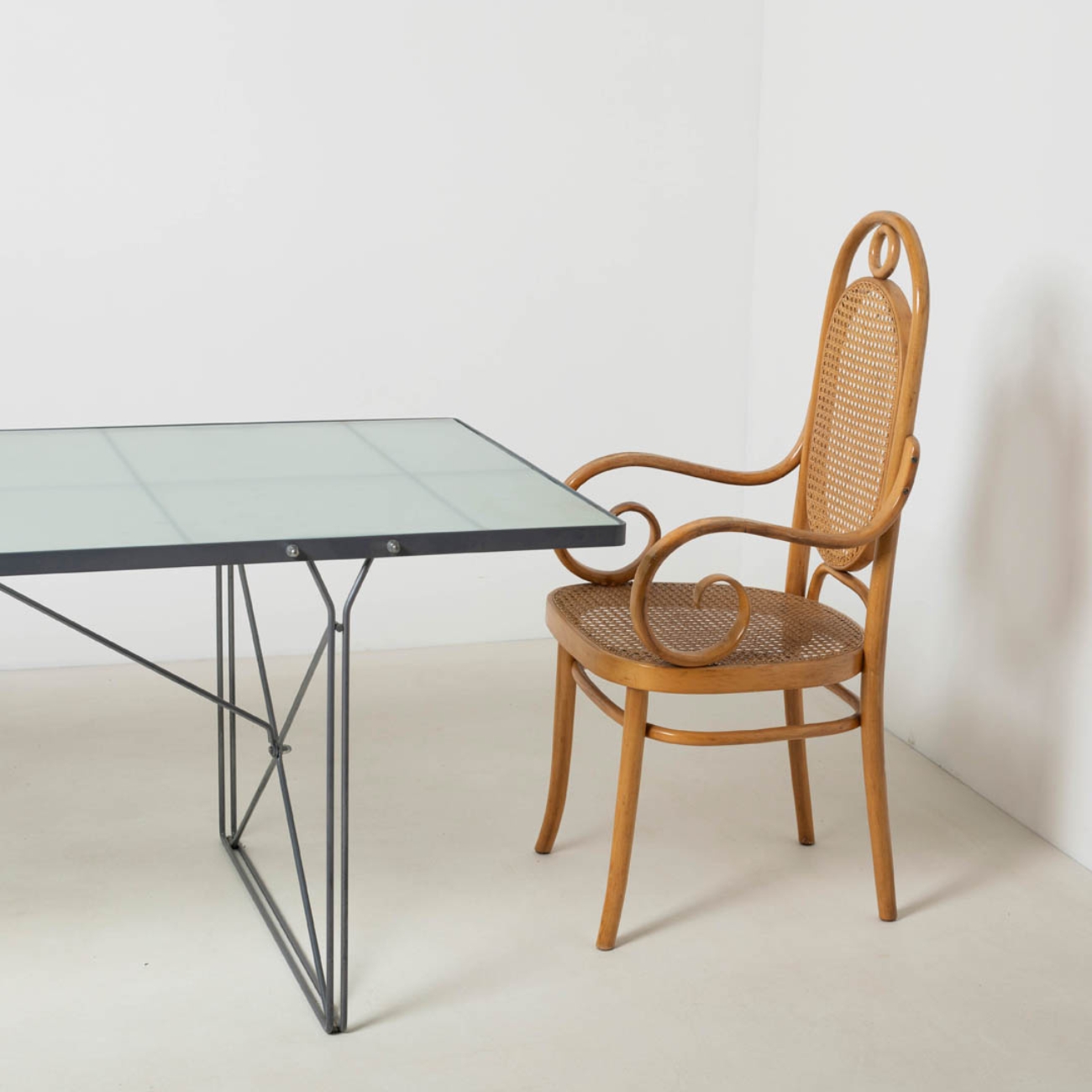 Set of six Bentwood chairs for dining or commercial interiors.