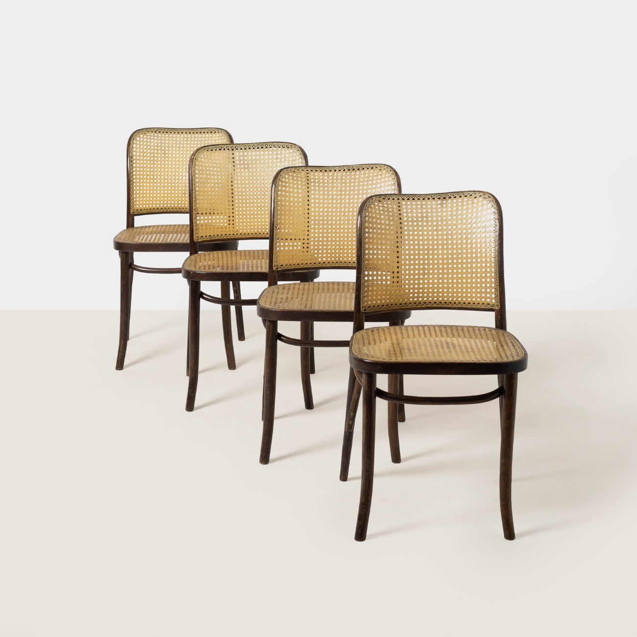 Set of four Josef Hoffmann Model 811 dining chairs produced by Thonet Radomsko, Poland, 1980s