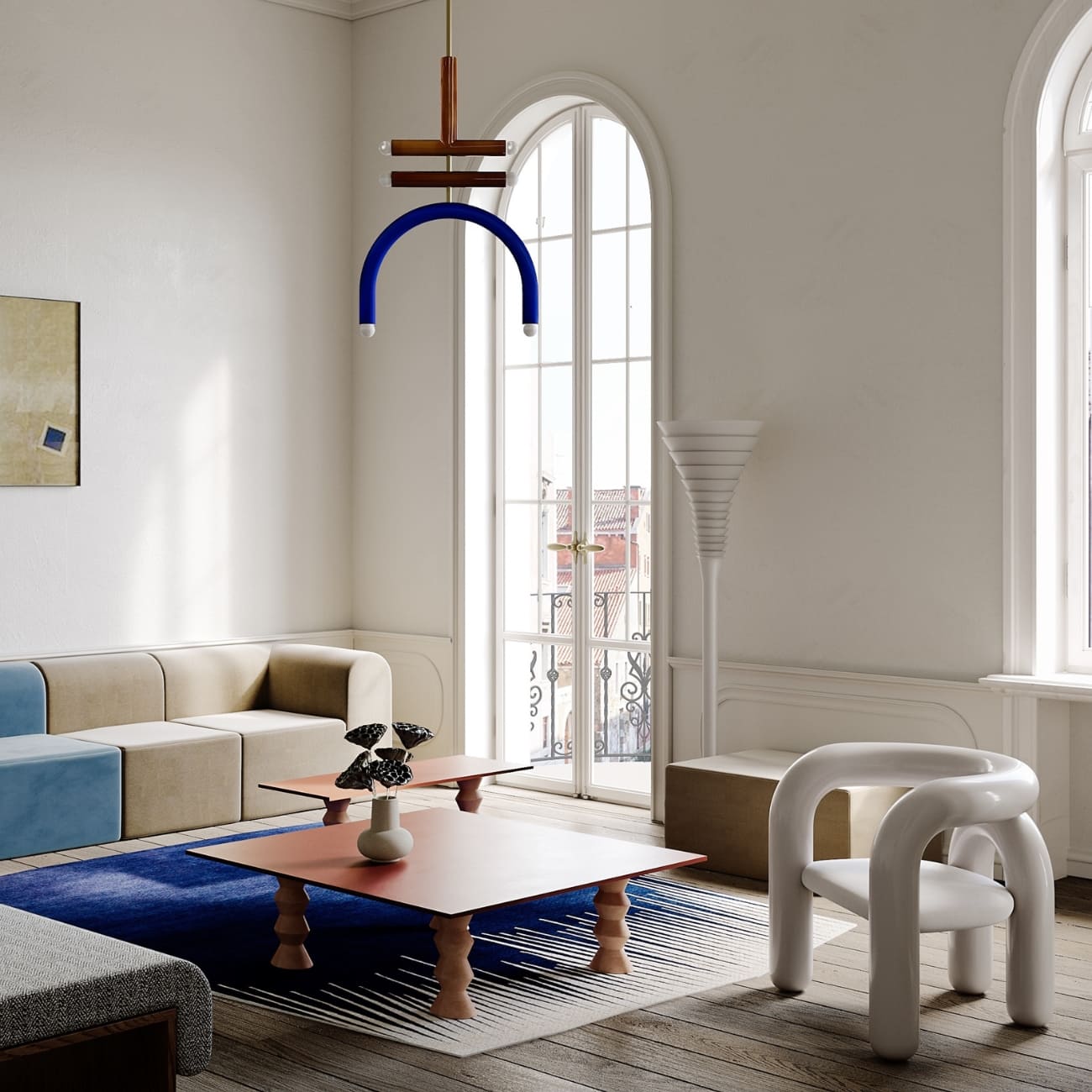 TRN ceramic pendant light by Pani Jurek installed in a contemporary interior.