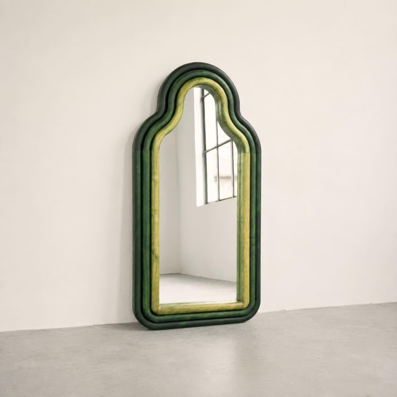 Handcrafted TRN Triple wall mirror by Pani Jurek in solid ash wood, photographed by maybel, specialising in collectible design and exceptional contemporary craft.