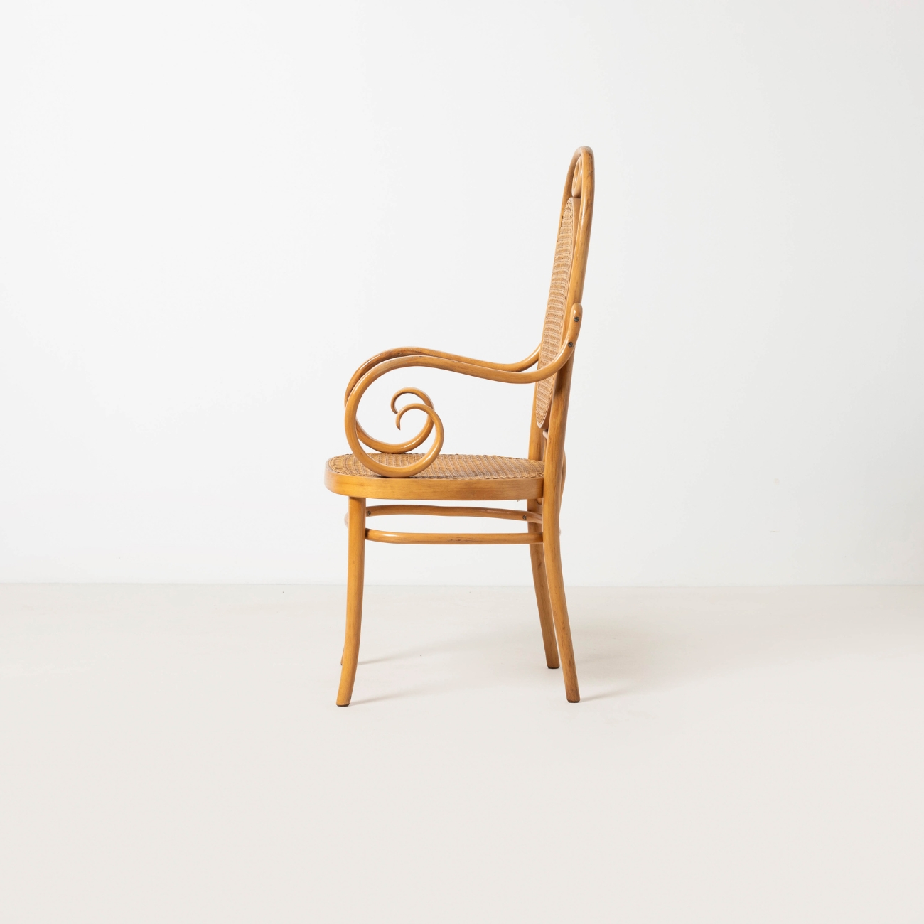 Detail of the bentwood construction of a Bentwood chair.