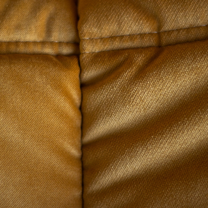 Togo vintage gold velvet, detal złotego weluru, Michel Ducaroy dla Ligne Roset